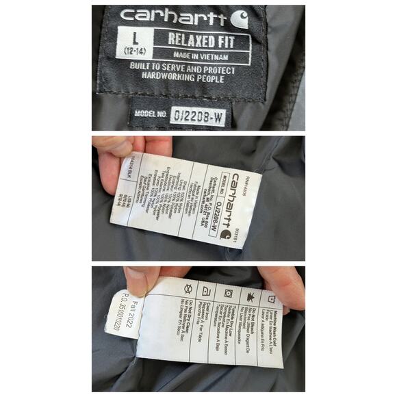 Carhartt Puffer Jacket Women L Black Rain Defender Relaxed Fit Workwear 0J2208-W - Picture 5 of 10